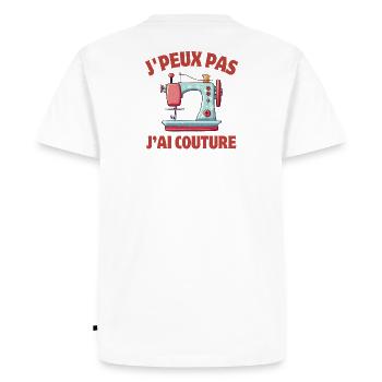 couture, broderie, machine à coudre - T-shirt Premium bio Homme - blanc - Dos - Nico (187cm)