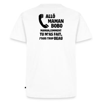 maman, super maman, mère et fils - T-shirt Premium bio Homme - blanc - Dos - Nico (187cm)