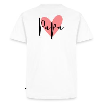 Papa coeur amour cadeau de famille - T-shirt Premium bio Homme - blanc - Dos - Nico (187cm)