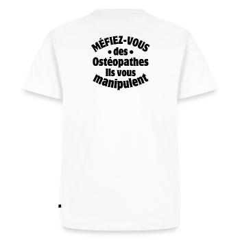 ostéopathe, ostéopathes, kiné, médecin - T-shirt Premium bio Homme - blanc - Dos - Nico (187cm)