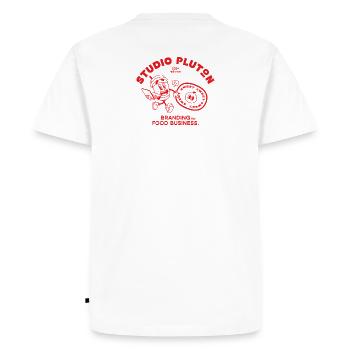 Studio Pluton - Édition 2024 (red) - T-shirt Premium bio Homme - blanc - Dos - Nico (187cm)