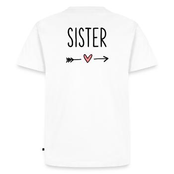 Sister coeur flèche amour petite amie cadeau - T-shirt Premium bio Homme - blanc - Dos - Nico (187cm)