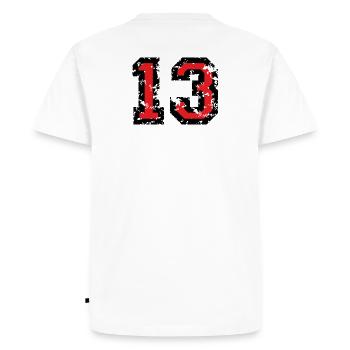 Le numéro treize - No. 13 (deux couleurs) rouge - T-shirt Premium bio Homme - blanc - Dos - Nico (187cm)