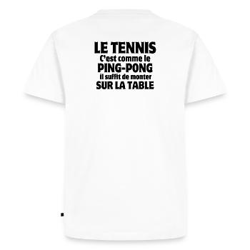 tennis, tennis comedy, table tennis - Men's Premium Organic T-Shirt - white - Back - Nico (187cm)