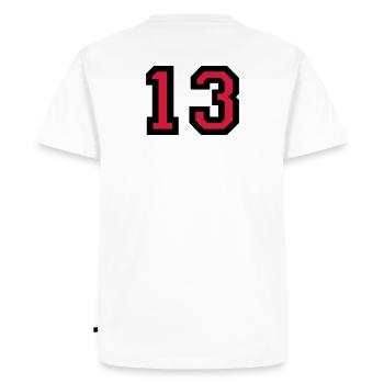 The number 13 - number thirteen - Men's Premium Organic T-Shirt - white - Back - Nico (187cm)