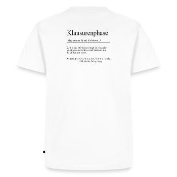 Unispruch « Phase d’examen » Cadeau, étudiants - T-shirt Premium bio Homme - blanc - Dos - Nico (187cm)