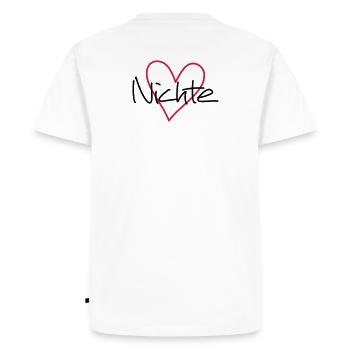 Niece coeur cadeau idée cadeau look partenaire - T-shirt Premium bio Homme - blanc - Dos - Nico (187cm)