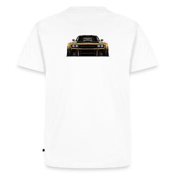 PROJECT No.001 – Master Hero | Premium Automotive - Men's Premium Organic T-Shirt - white - Back - Nico (187cm)