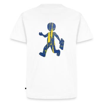 Homme d’affaires Bleu Jaune - T-shirt Premium bio Homme - blanc - Dos - Nico (187cm)