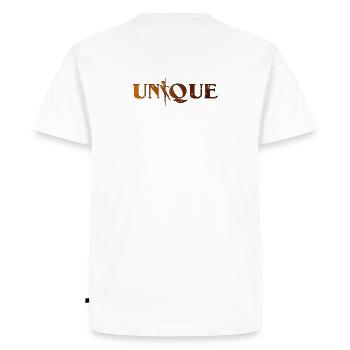 Silhouette dorée de la danse - T-shirt Premium bio Homme - blanc - Dos - Nico (187cm)