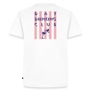 Imprimé rayé de club à boire de jour - T-shirt Premium bio Homme - blanc - Dos - Nico (187cm)