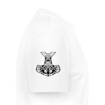 Mjollnir, marteau Viking légendaire dotwork tattoo - T-shirt Premium bio Homme - blanc - Droite - Nico (187cm)