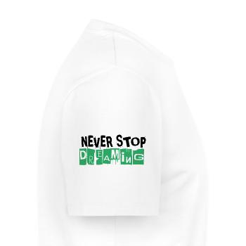 Never Stop Dreaming - Men's Premium Organic T-Shirt - white - Right - Nico (187cm)