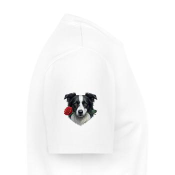 Border Collie à la rose - T-shirt Premium bio Homme - blanc - Droite - Nico (187cm)
