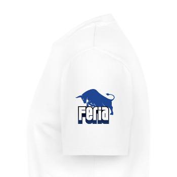 Feria taureau logo bleu & blanc - T-shirt Premium bio Homme - blanc - Gauche - Nico (187cm)