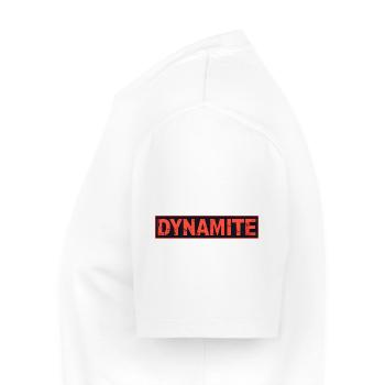 Dynamite affiche grunge rouge - T-shirt Premium bio Homme - blanc - Gauche - Nico (187cm)