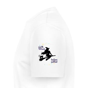 100 % Sorcière avant le café - T-shirt Premium bio Homme - blanc - Gauche - Nico (187cm)