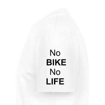 NoBikeNoLife - Vêtements - concevez-vous - T-shirt Premium bio Homme - blanc - Gauche - Nico (187cm)