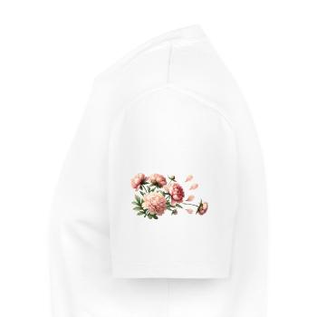Pivoines roses romantiques - T-shirt Premium bio Homme - blanc - Gauche - Nico (187cm)