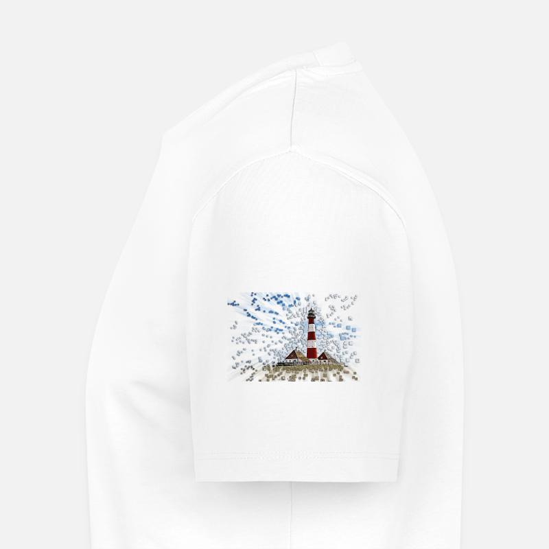 Westerhever Leuchtturm - Männer Premium Bio T-Shirt - Weiß