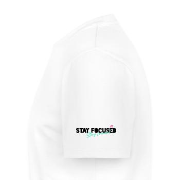 Restez concentré - Bleibe fokussiert Motivation XO730 - T-shirt Premium bio Homme - blanc - Gauche - Nico (187cm)