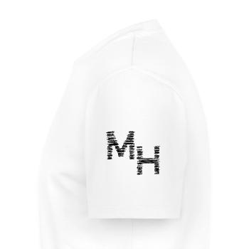 monogramme abstrait peint à la main, lettres M H - T-shirt Premium bio Homme - blanc - Gauche - Nico (187cm)