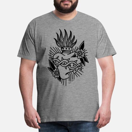Traditional Tattoo Style Sacred Heart Design' Men's Premium T-Shirt |  Spreadshirt