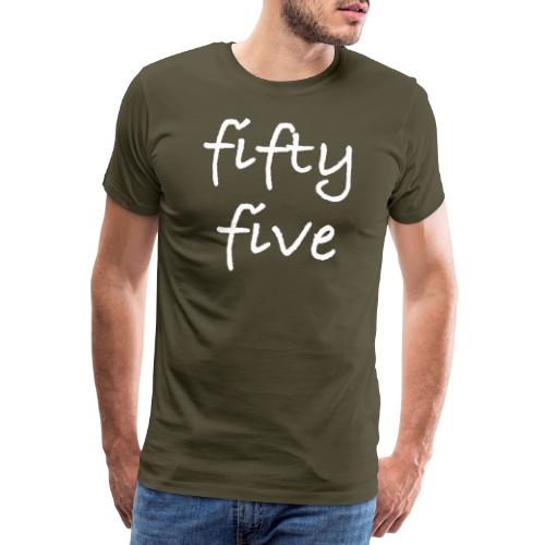 Fiftyfive -teksti valkoisena kahdessa rivissä - Miesten premium t-paita