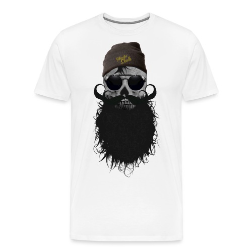 hipster skulls tete de mort crane bonnet moustache - T-shirt Premium Homme