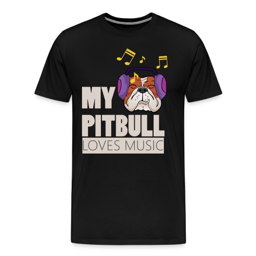 Pitbull loves music - Men's Premium T-Shirt