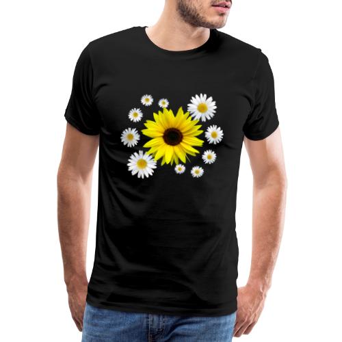 Sonnenblume mit Margeriten Blüten, floral, Blume - Männer Premium T-Shirt