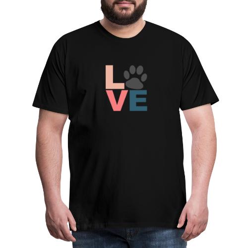 Love mit Pfote Design für Katzenfans - Männer Premium T-Shirt