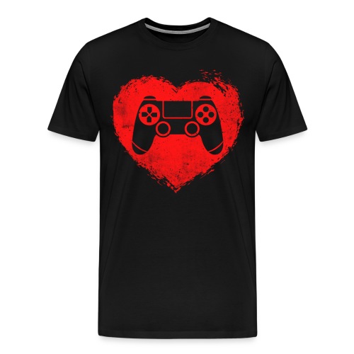 Gamer Gaming Herz Valentinstag Geschenk - Männer Premium T-Shirt