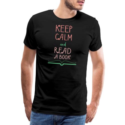 0276 czytnik | Zachowaj spokój | Czytanie | Rezerwuj | książki - Koszulka męska Premium