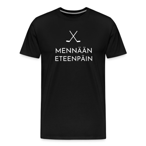 Mennaeaen eteenpaein valkoinen - Miesten premium t-paita