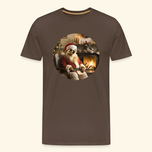 Weihnachtsmannfaultier vor Kamin - Männer Premium T-Shirt
