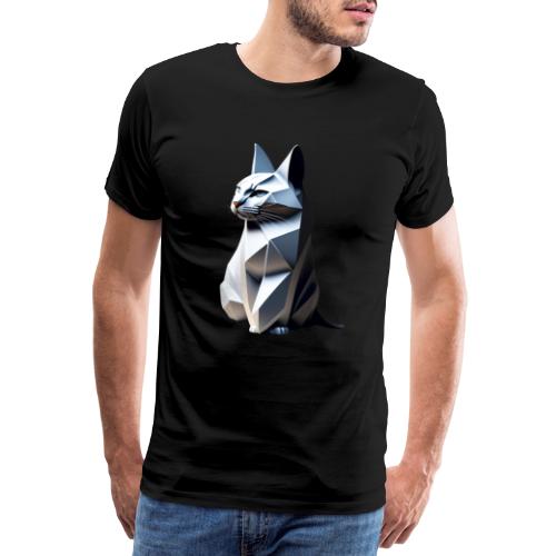 Chat gris profil origami, - T-shirt Premium Homme