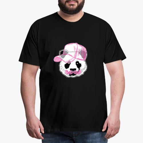Panda - Pink - Cap - Mustache - Männer Premium T-Shirt