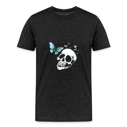 Totenkopf mit Schmetterling - Männer Premium T-Shirt