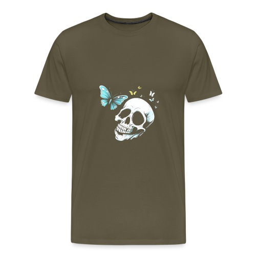 Totenkopf mit Schmetterling - Männer Premium T-Shirt