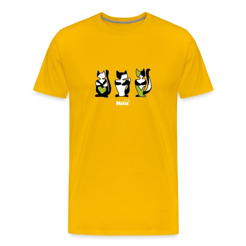 Vihrer-musta kissakolmikko - Miesten premium t-paita