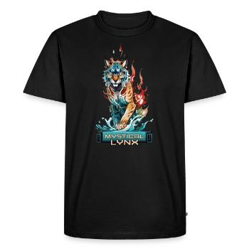 Lynx mystique : gardien de l’eau et du feu - T-shirt Premium bio Homme - noir - Devant - Nico (187cm)