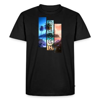 Motif de plage 3 couleurs avec lettrage de plage - T-shirt Premium bio Homme - noir - Devant - Nico (187cm)