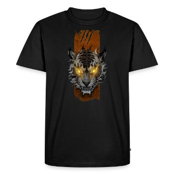 Radiant Wrath: Glowing-Eyed Furious Tiger - Men's Premium Organic T-Shirt - black - Front - Nico (187cm)