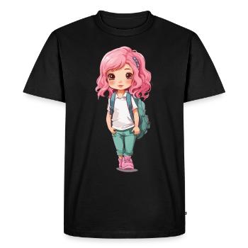 Conception de dessin animé mignonne de première année d’école de première année - T-shirt Premium bio Homme - noir - Devant - Nico (187cm)
