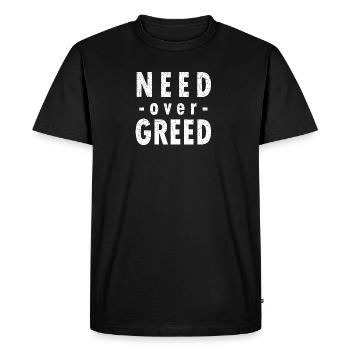 Besoin sur la cupidité - société de la cupidité, durable - T-shirt Premium bio Homme - noir - Devant - Nico (187cm)
