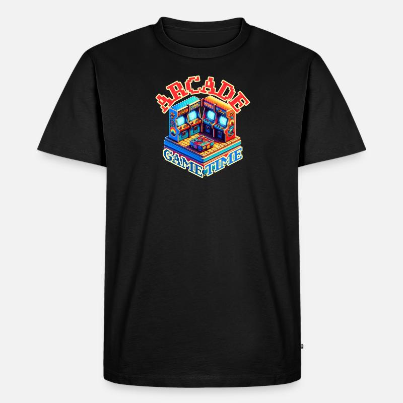 Arcade Game Time - Männer Premium Bio T-Shirt - Schwarz