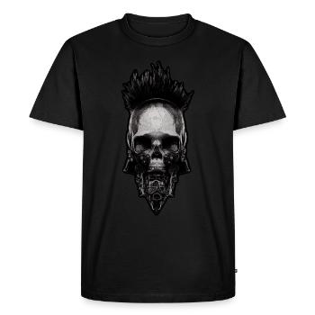 Punk Cyber Skull Skull Biker Steampunk - T-shirt Premium bio Homme - noir - Devant - Nico (187cm)