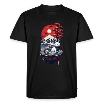 Japanese ramen cat - T-shirt Premium bio Homme - noir - Devant - Nico (187cm)