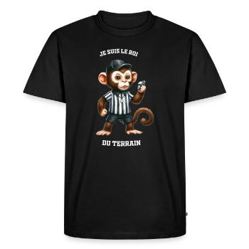Singe Arbitre - je suis le roi du terrain - T-shirt Premium bio Homme - noir - Devant - Nico (187cm)